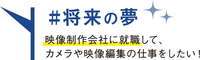 将来の夢 映像制作会社に就職して、カメラや映像編集の仕事をしたい！