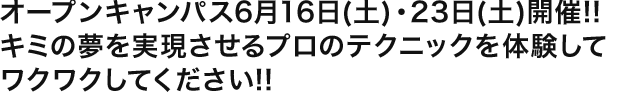 オープンキャンパス6月16日(土)・23日(土)開催!!