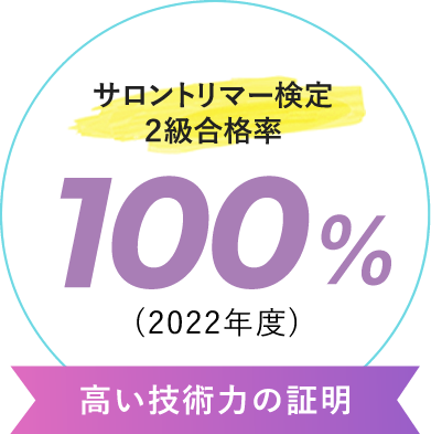 サロントリマー検定2級合格率100%（2022年度）