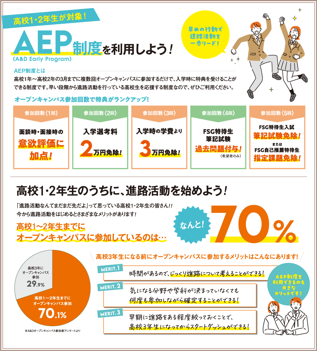 高校1・2年生が対象！AEP制度を利用しよう！